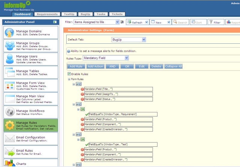 InformUp Knowledge Base How To Define Mandatory Fields